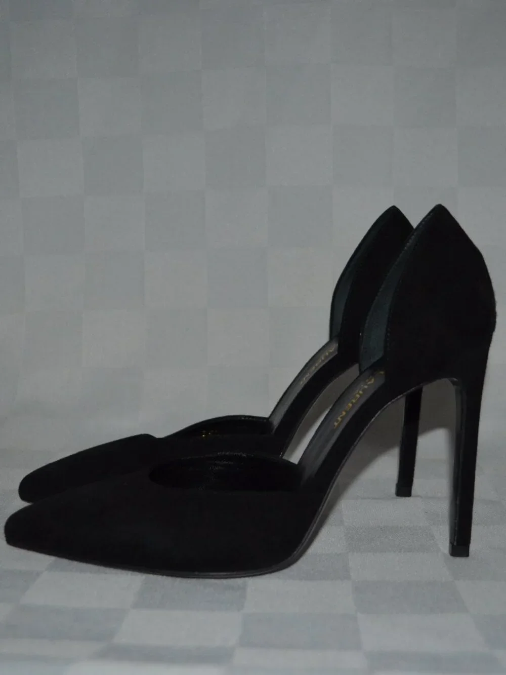 $1095 Sz 35.5 SAINT LAURENT D'Orsay Black Suede Pumps 4" Heels - Picture 1 of 7